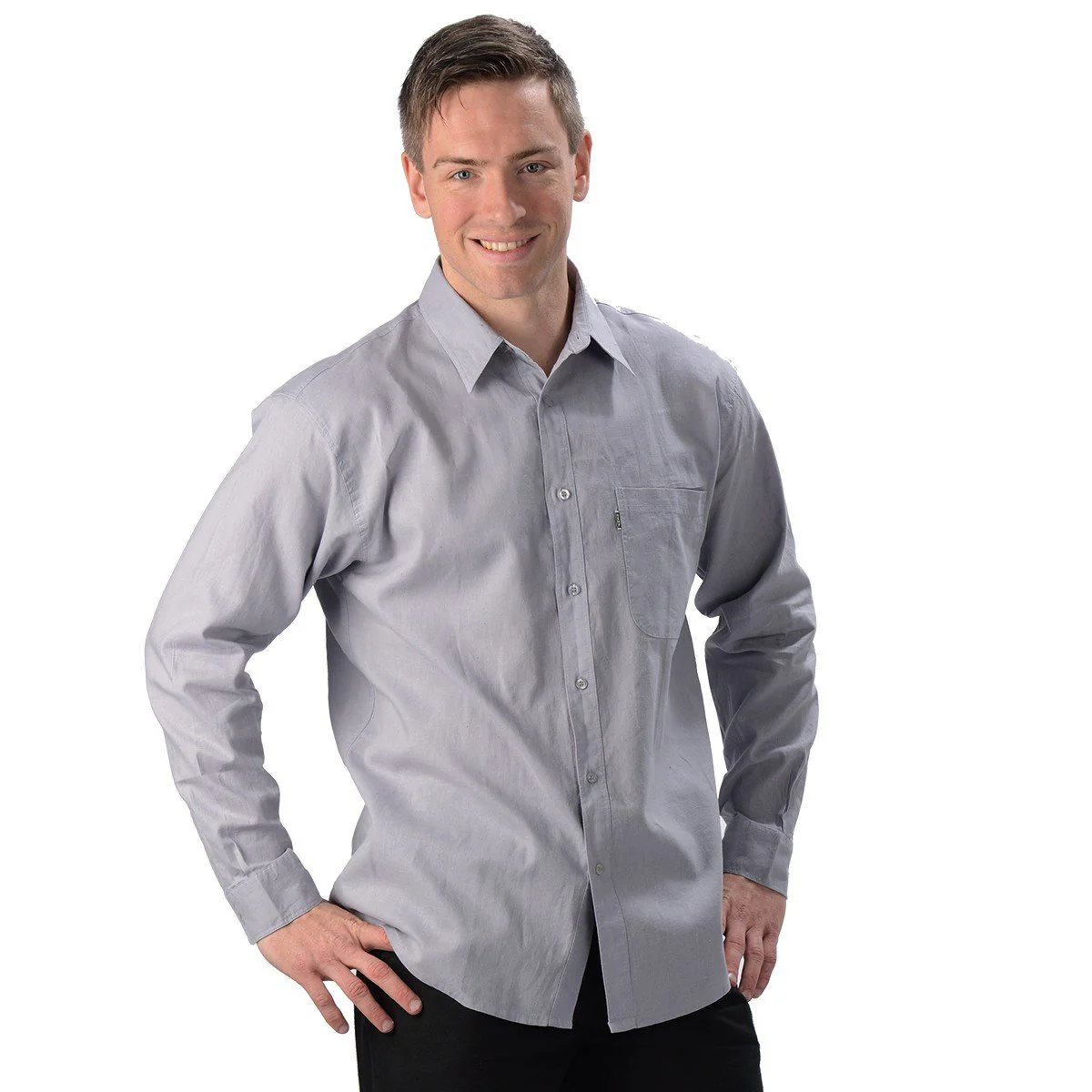 Hemp O/C Long Sleeve Dress Shirt - Image 4
