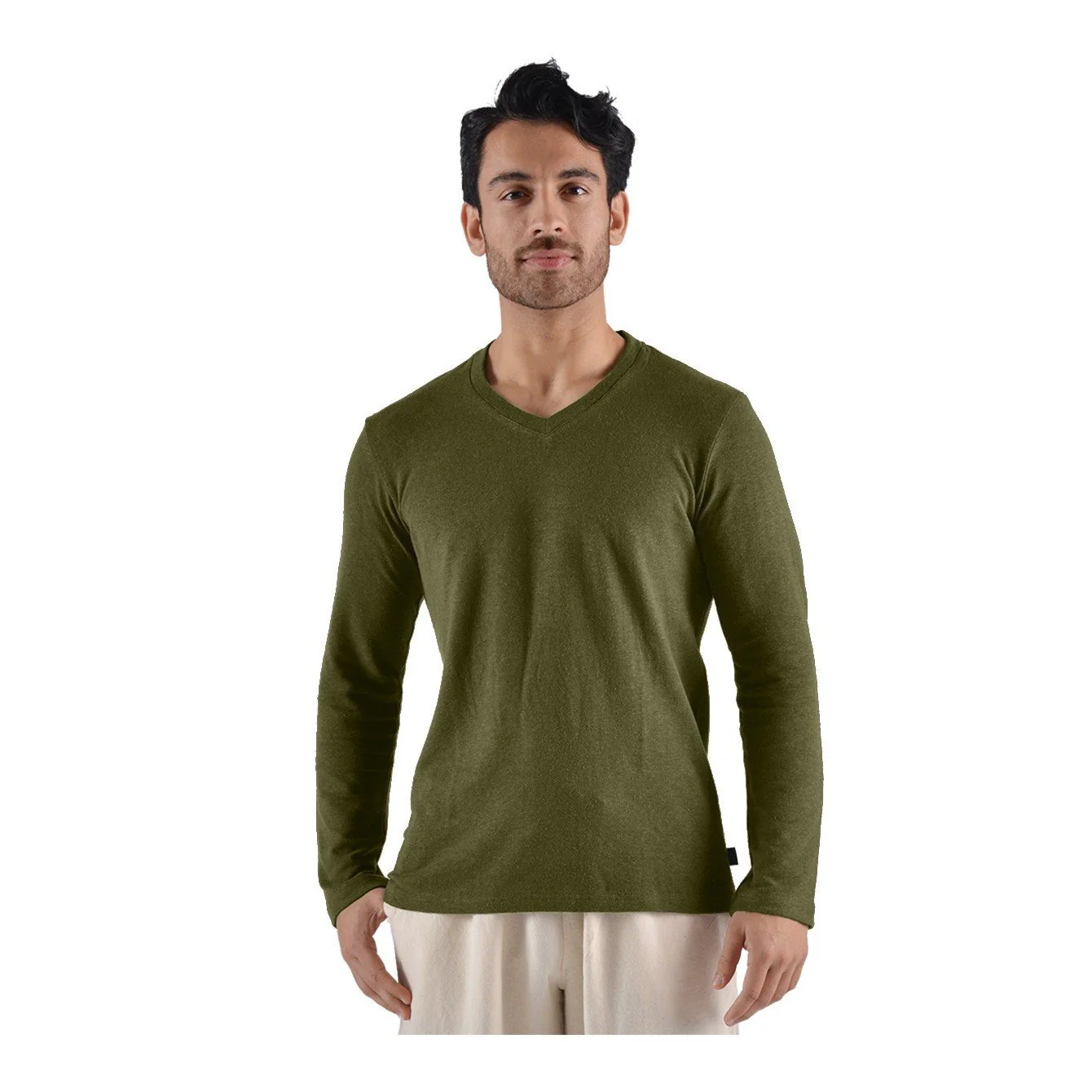 Urban Hemp Long Sleeve V-Neck Top - Image 4